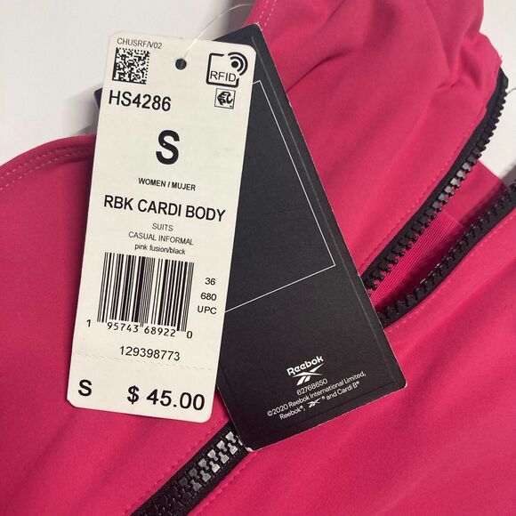 Reebok x Cardi B Hot Pink Reversible Zip-Up Cut Out Workout Bodysuit NWT RARE - Picture 10 of 15